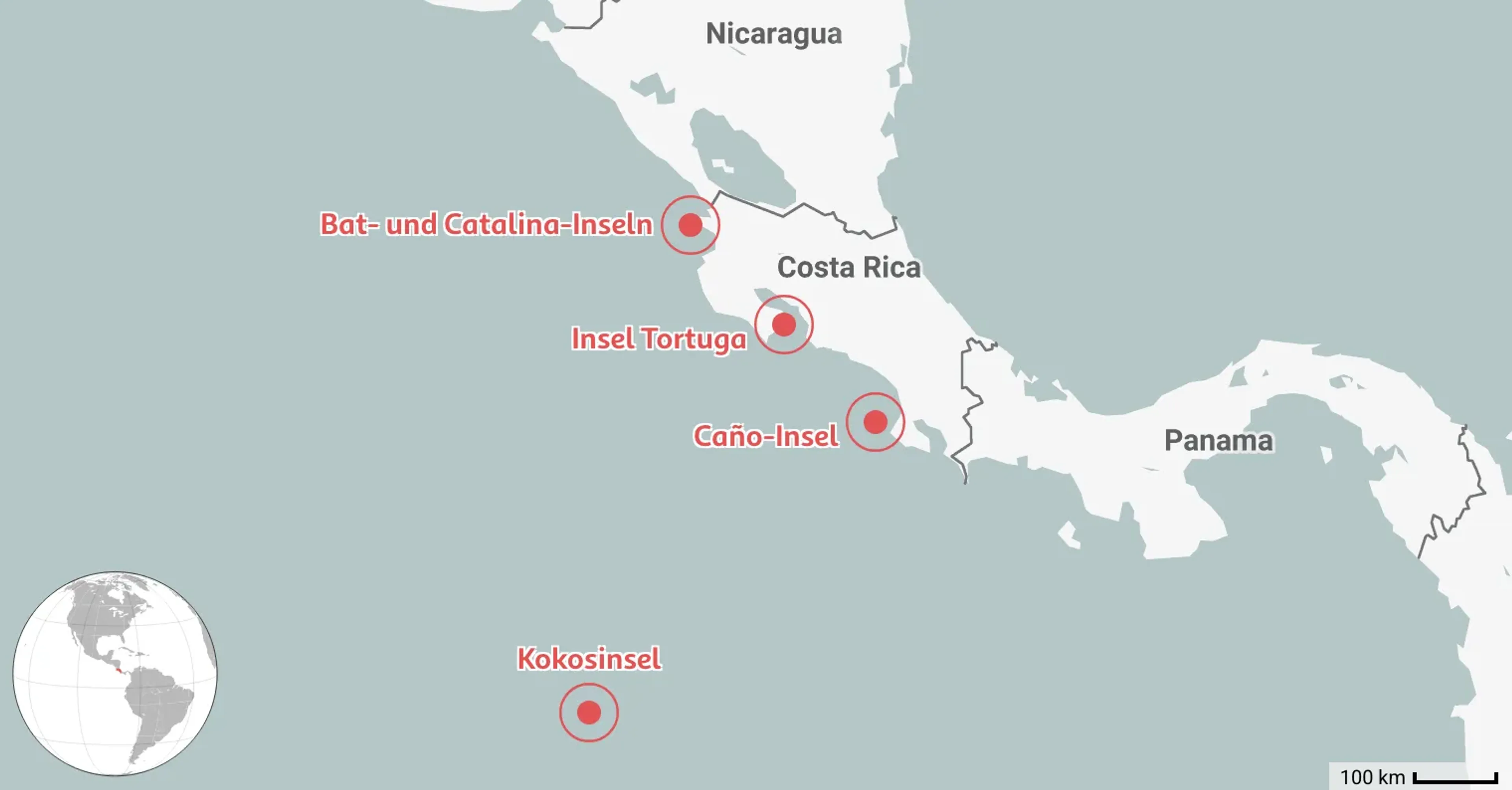 Karte: 4 Beste Tauchplätze in Costa Rica