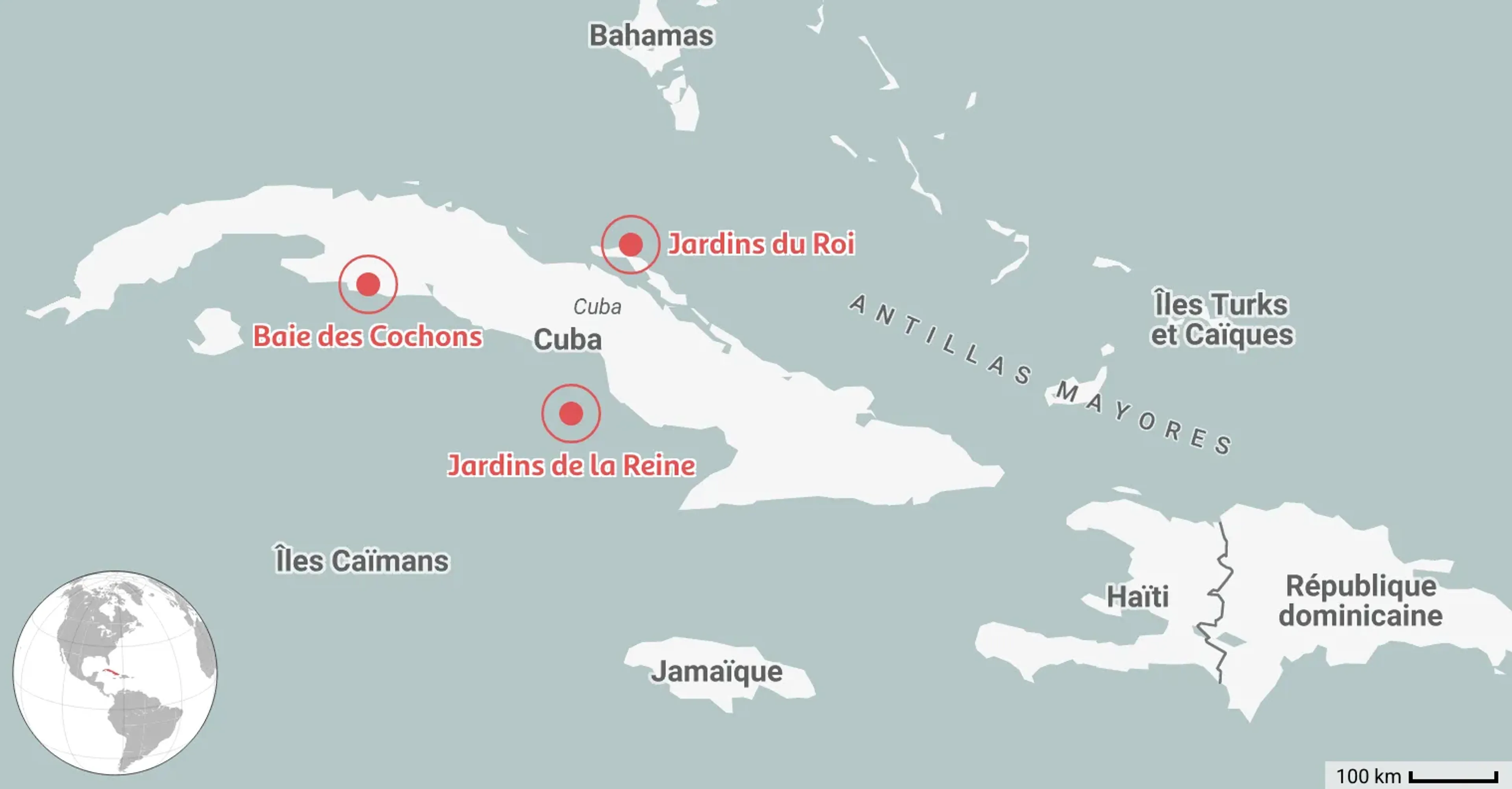 Carte des 3 meilleurs sites de plongée à Cuba