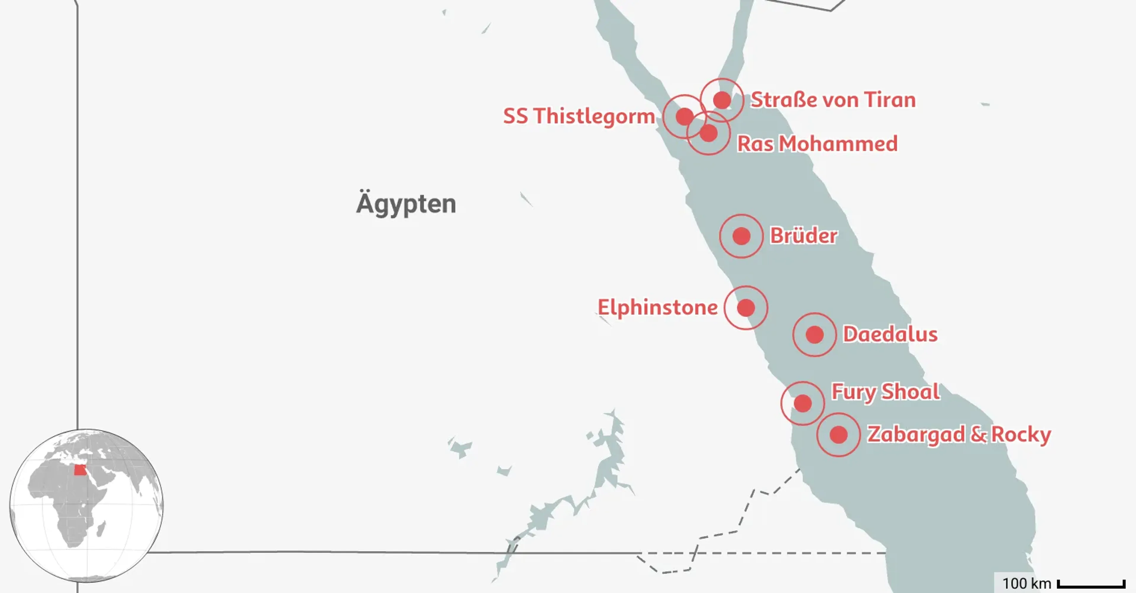 Karte: 8 Beste Tauchplätze in Ägypten