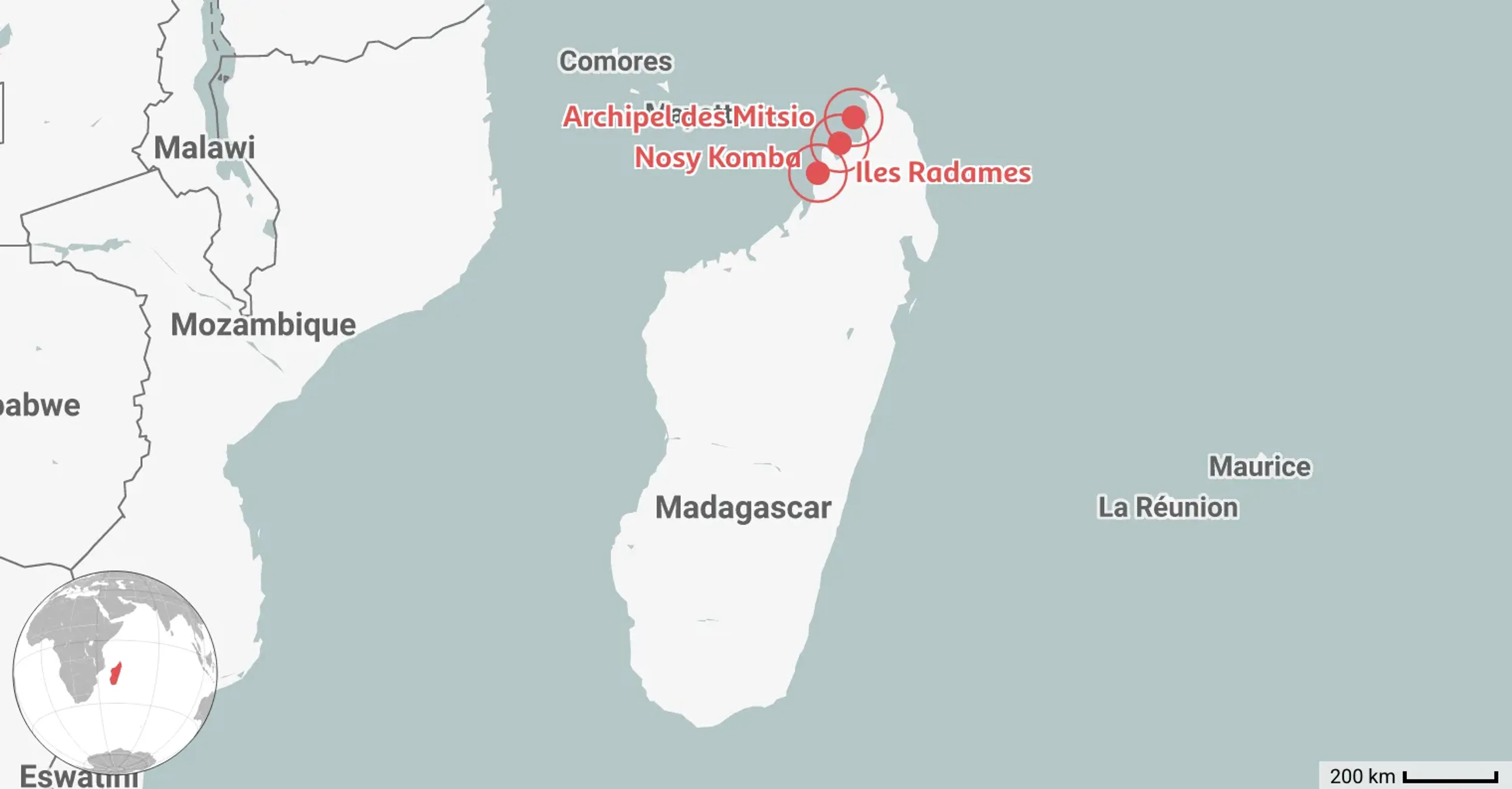 Carte des 3 meilleurs sites de plongée à Madagascar