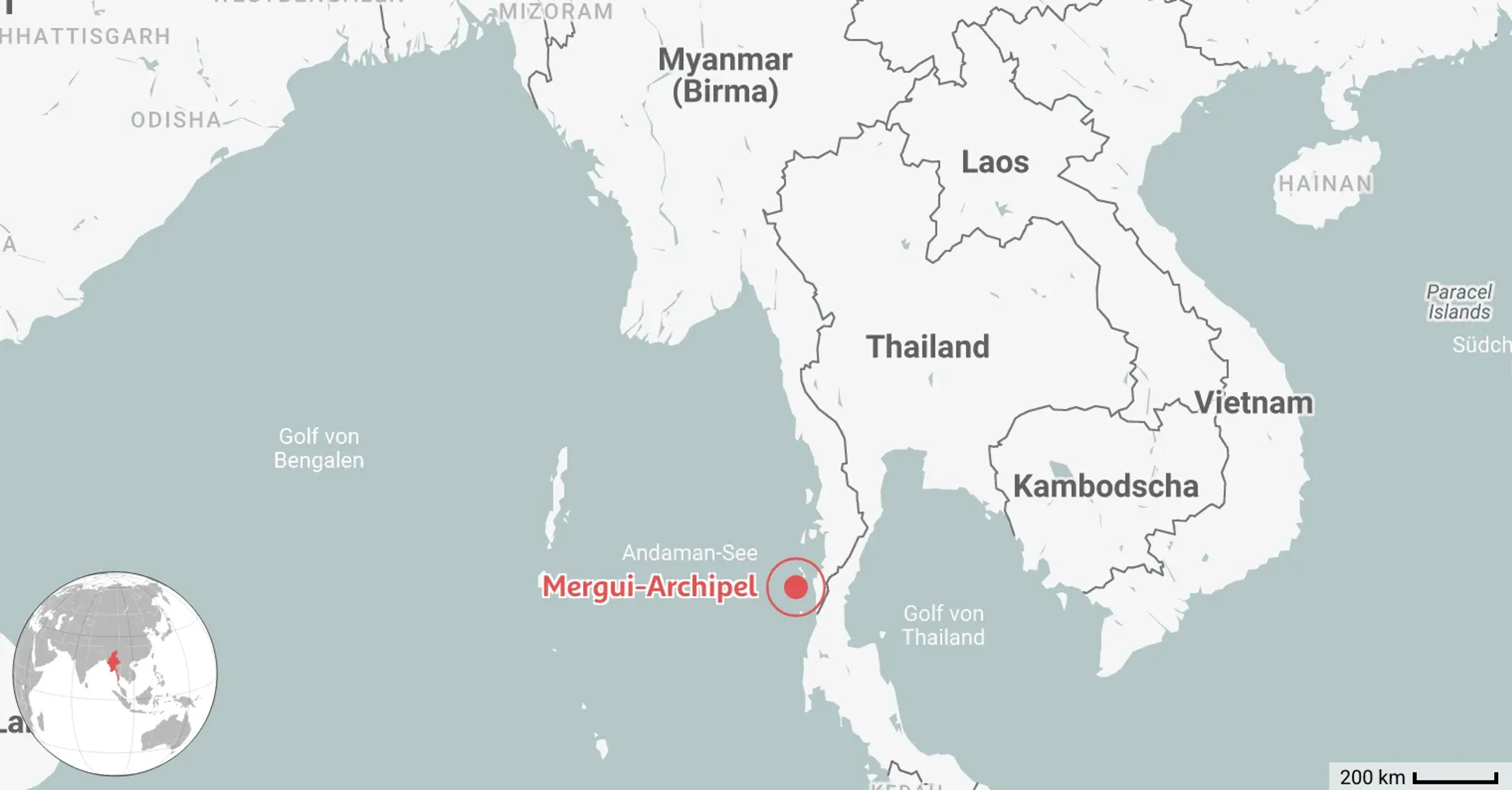 Karte des besten Tauchplatzes in Myanmar