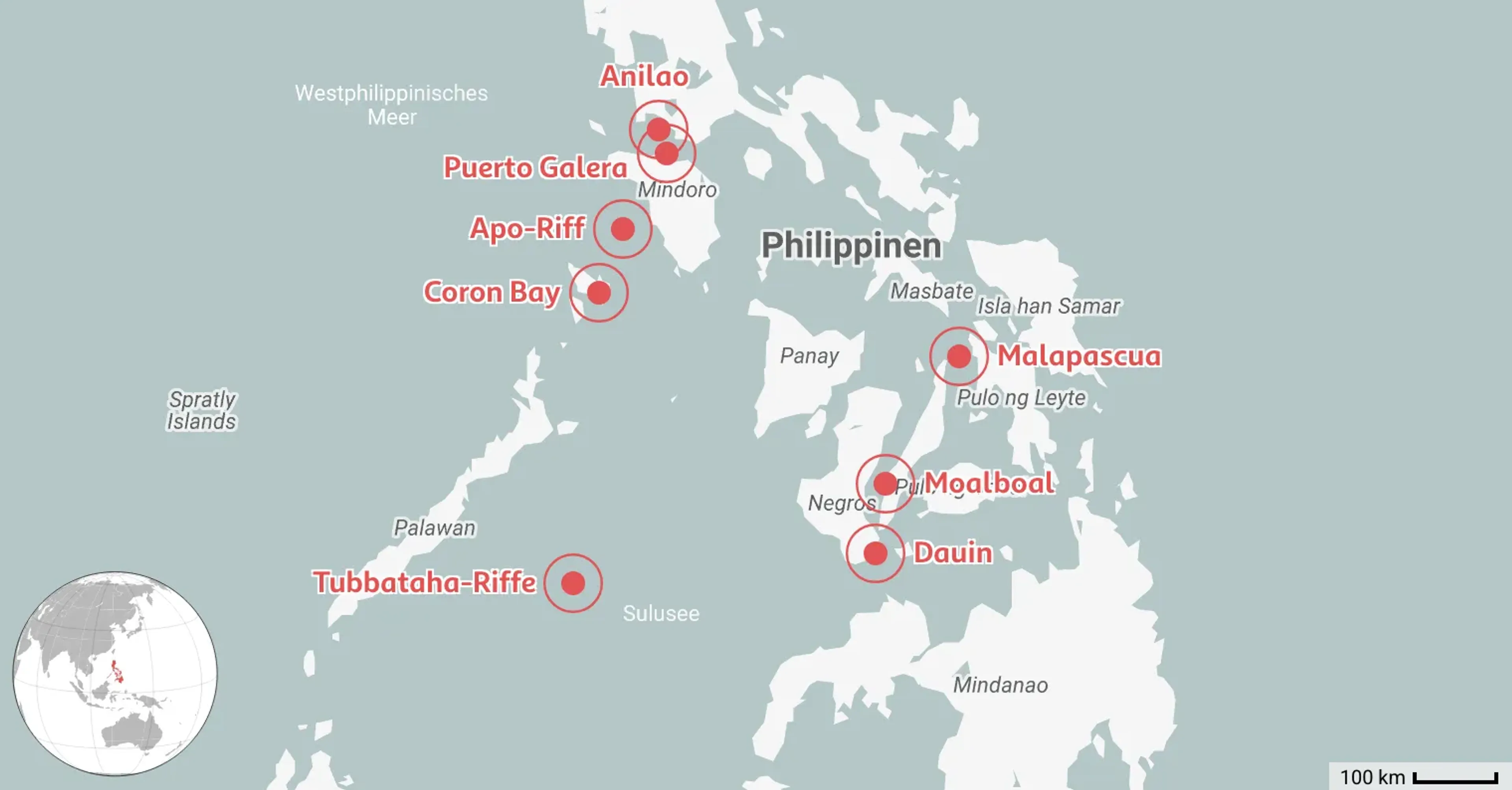 Karte: 8 Beste Tauchplätze auf den Philippinen